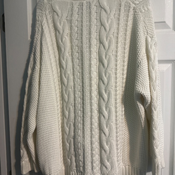 Quince Ivory Organic Cotton Oversized Cable Cardigan Sweater sz Med - Picture 3 of 3